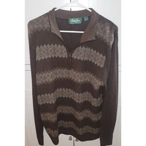 Bobby Jones Signature Collection Men's Brown Half Zip Sweater L 100% Wool‎